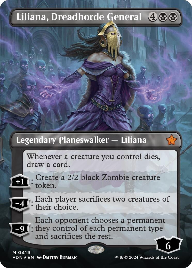 Image for Liliana, Dreadhorde General (Borderless) (Mana Foil) (419) (FDN) - Magic: The Gathering