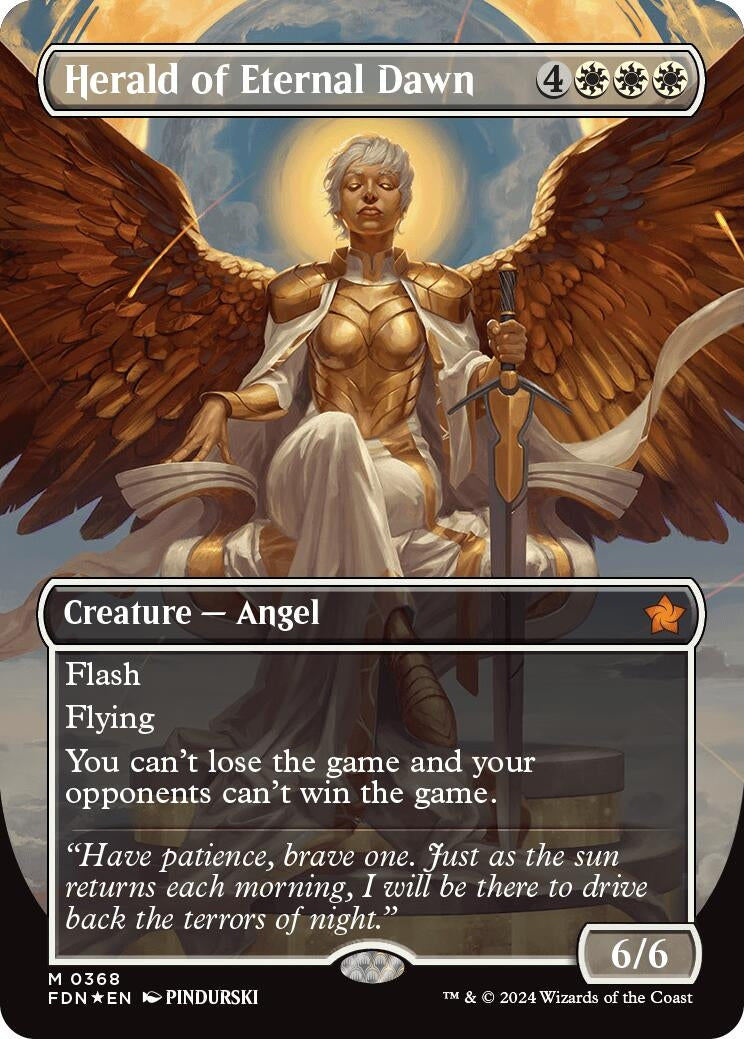 Image for Herald of Eternal Dawn (Borderless) (Mana Foil) (368) (FDN) - Magic: The Gathering