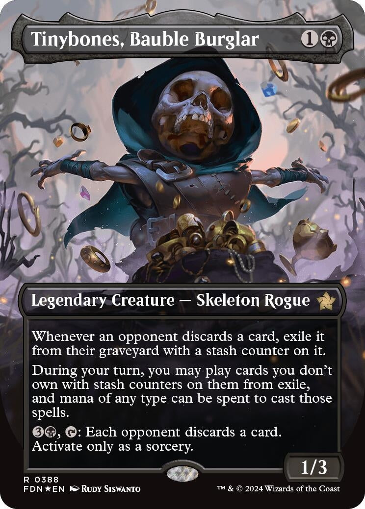Image for Tinybones, Bauble Burglar (Borderless) (Mana Foil) (388) (FDN) - Magic: The Gathering