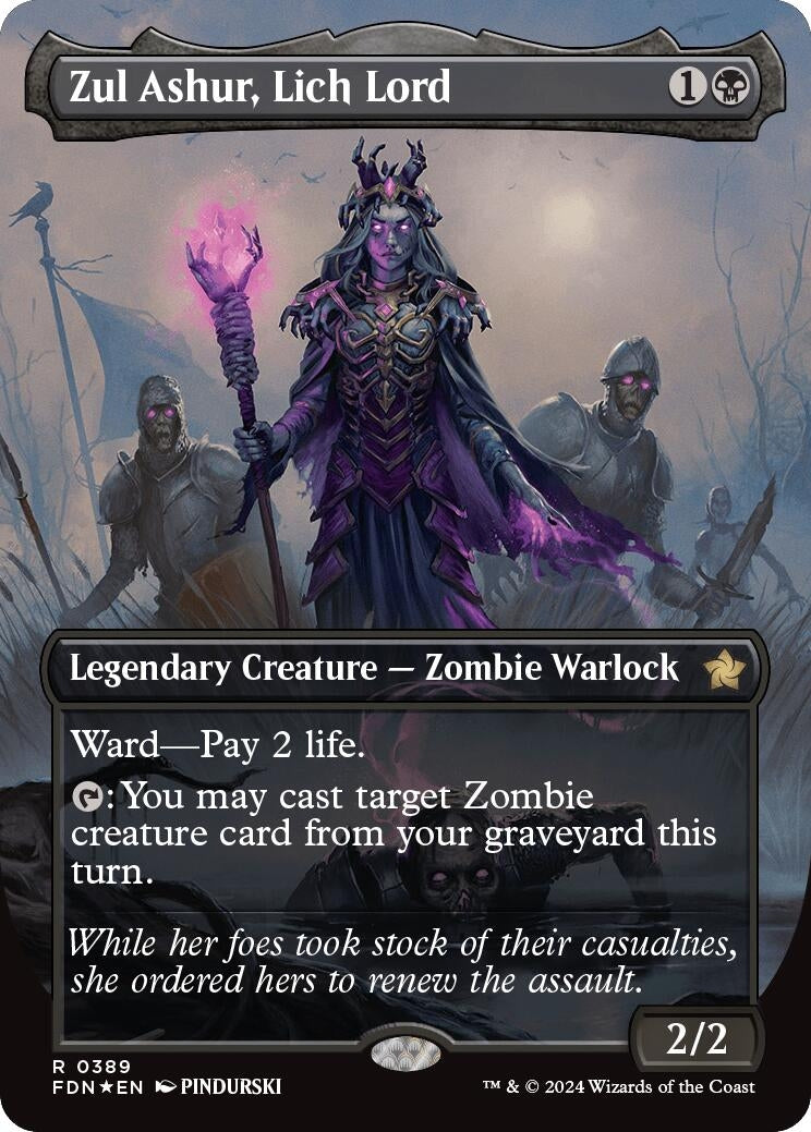 Image for Zul Ashur, Lich Lord (Borderless) (Mana Foil) (389) (FDN) - Magic: The Gathering