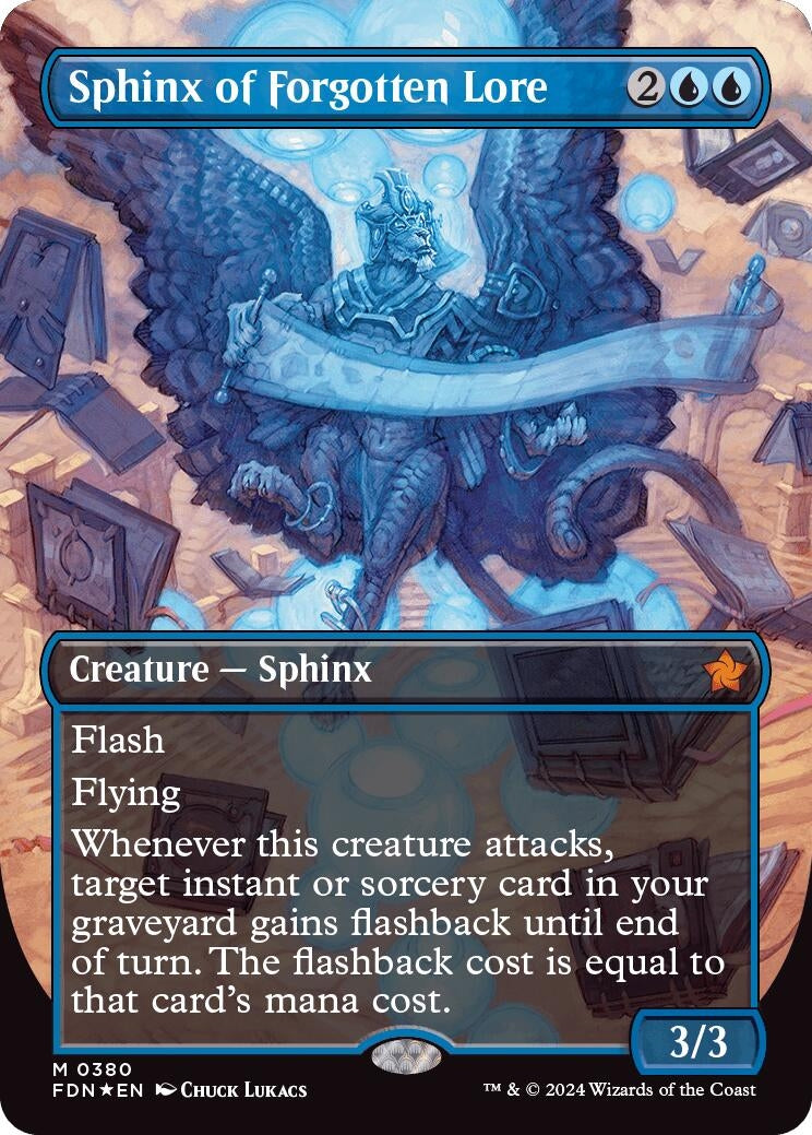 Image for Sphinx of Forgotten Lore (Borderless) (Mana Foil) (380) (FDN) - Magic: The Gathering
