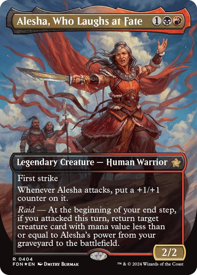 Alesha, Who Laughs at Fate (Borderless) (Mana Foil) (404) (FDN)