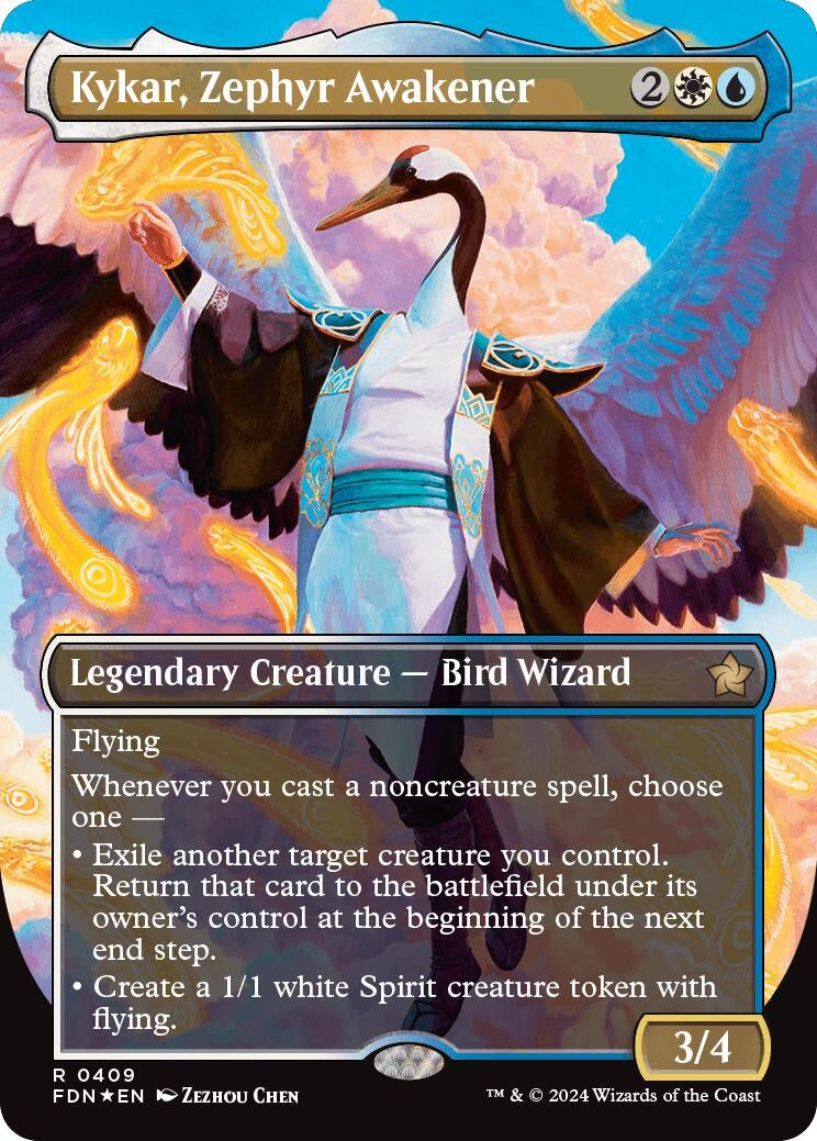 Image for Kykar, Zephyr Awakener (Borderless) (Mana Foil) (409) (FDN) - Magic: The Gathering