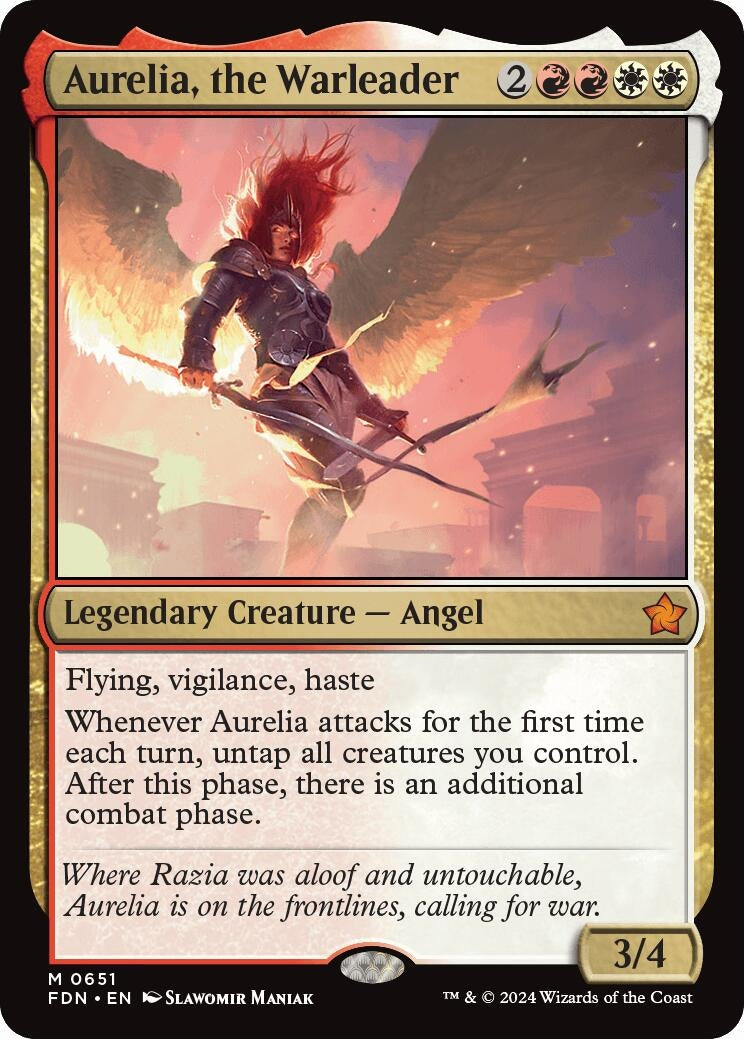 Image for Aurelia, the Warleader (651) (FDN) - Magic: The Gathering
