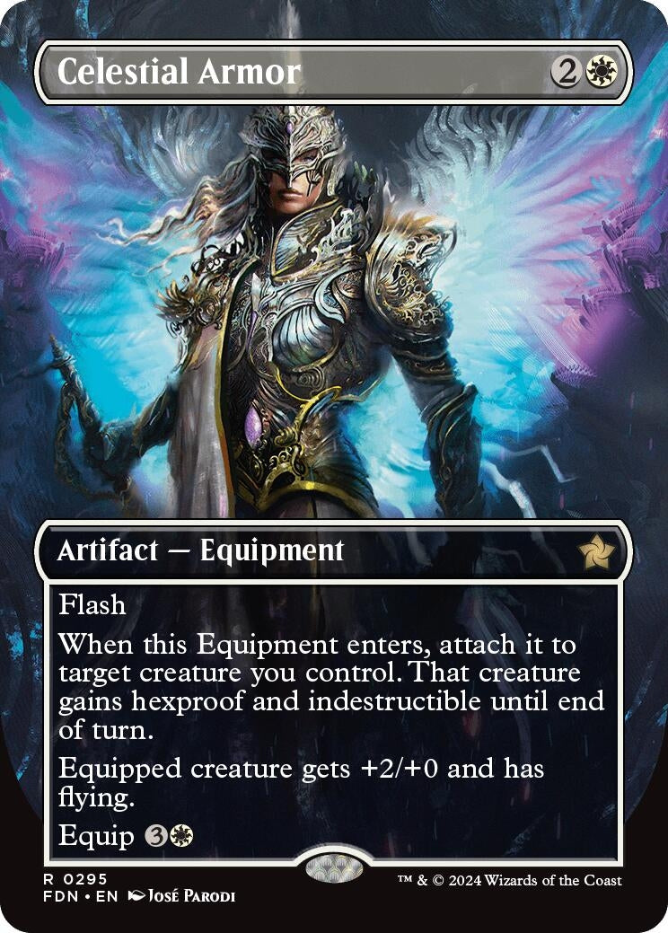 Image for Celestial Armor (Borderless) (295) (FDN) - Magic: The Gathering