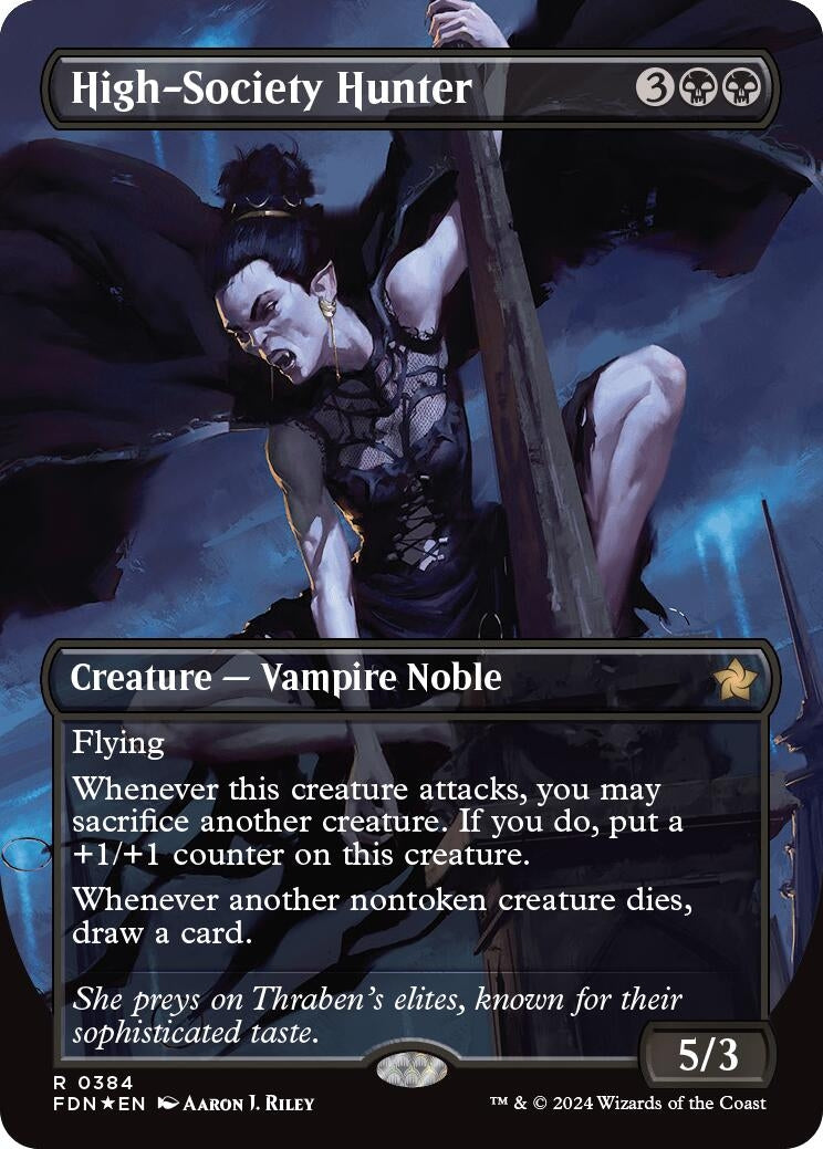 Image for High-Society Hunter (Borderless) (Mana Foil) (384) (FDN) - Magic: The Gathering