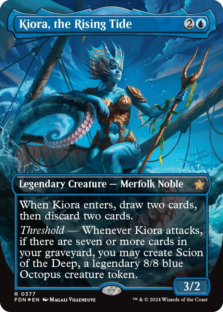 Image for Kiora, the Rising Tide (Borderless) (Mana Foil) (377) (FDN) - Magic: The Gathering
