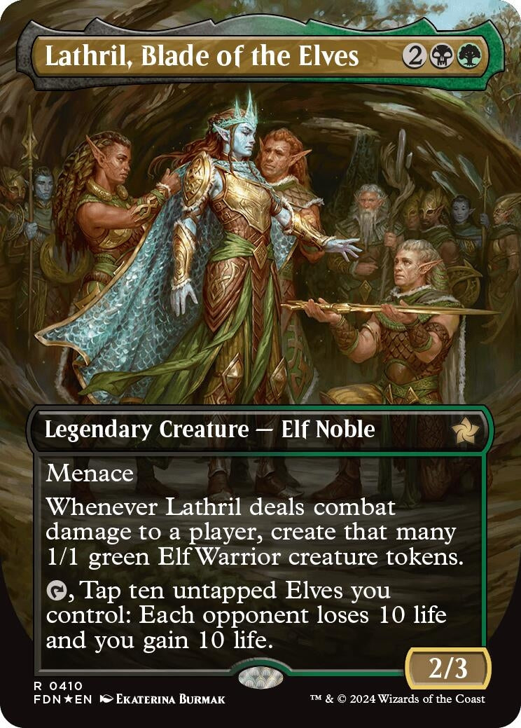 Image for Lathril, Blade of the Elves (Borderless) (Mana Foil) (410) (FDN) - Magic: The Gathering