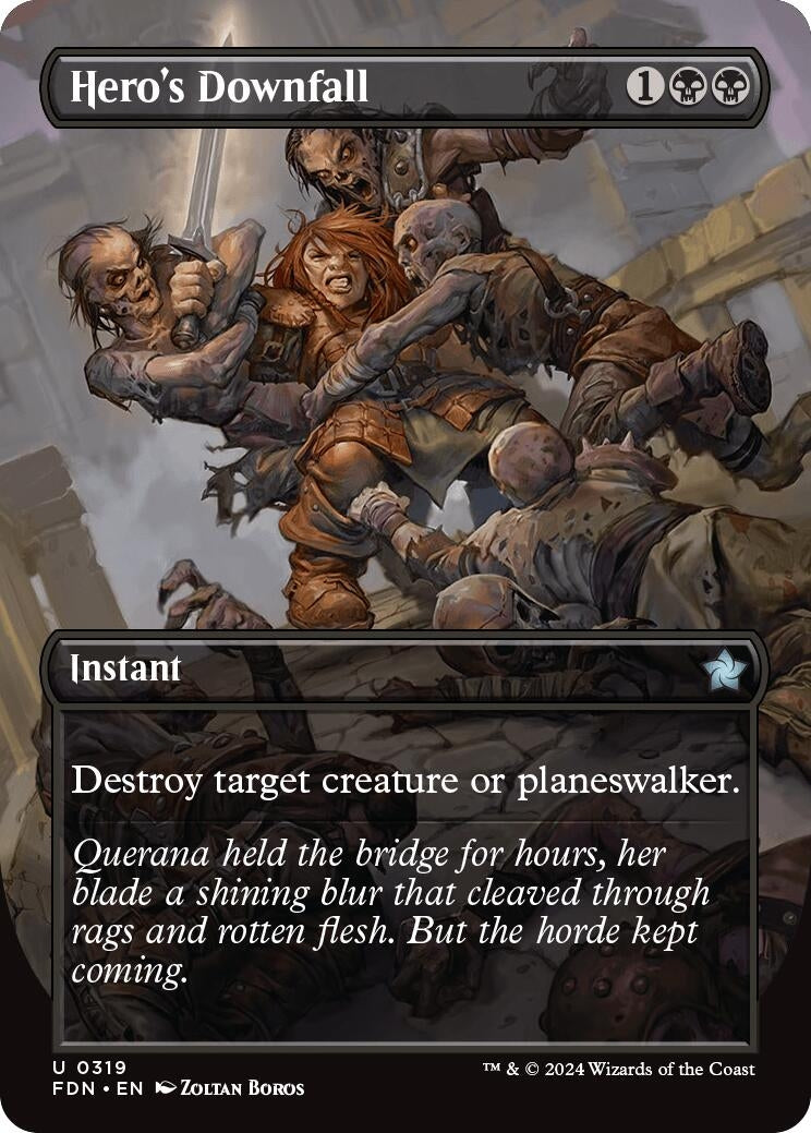 Image for Hero's Downfall (Borderless) (319) (FDN) - Magic: The Gathering