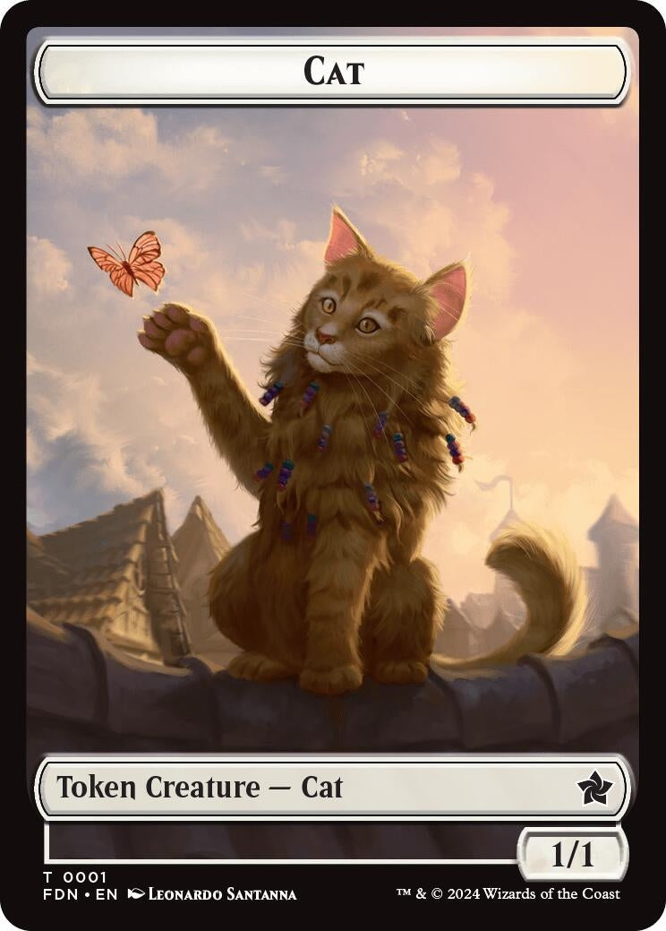 Image for Cat (0001) // Cat (0002) Doubled-Sided Token (1 // 2) (FDN) - Magic: The Gathering