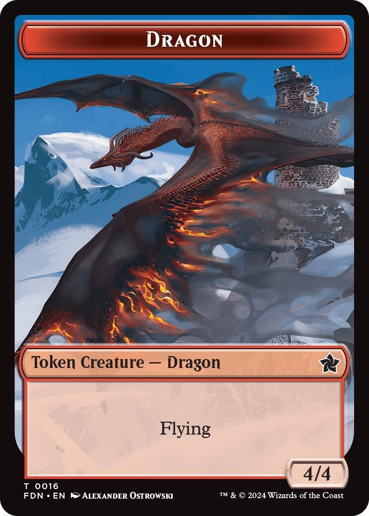Image for Dragon (0016) // Dragon (0017) Doubled-Sided Token (16 // 17) (FDN) - Magic: The Gathering