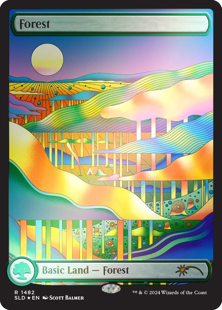 Image for Forest (1482) (Rainbow Foil) (1482) (SLD) - Magic: The Gathering