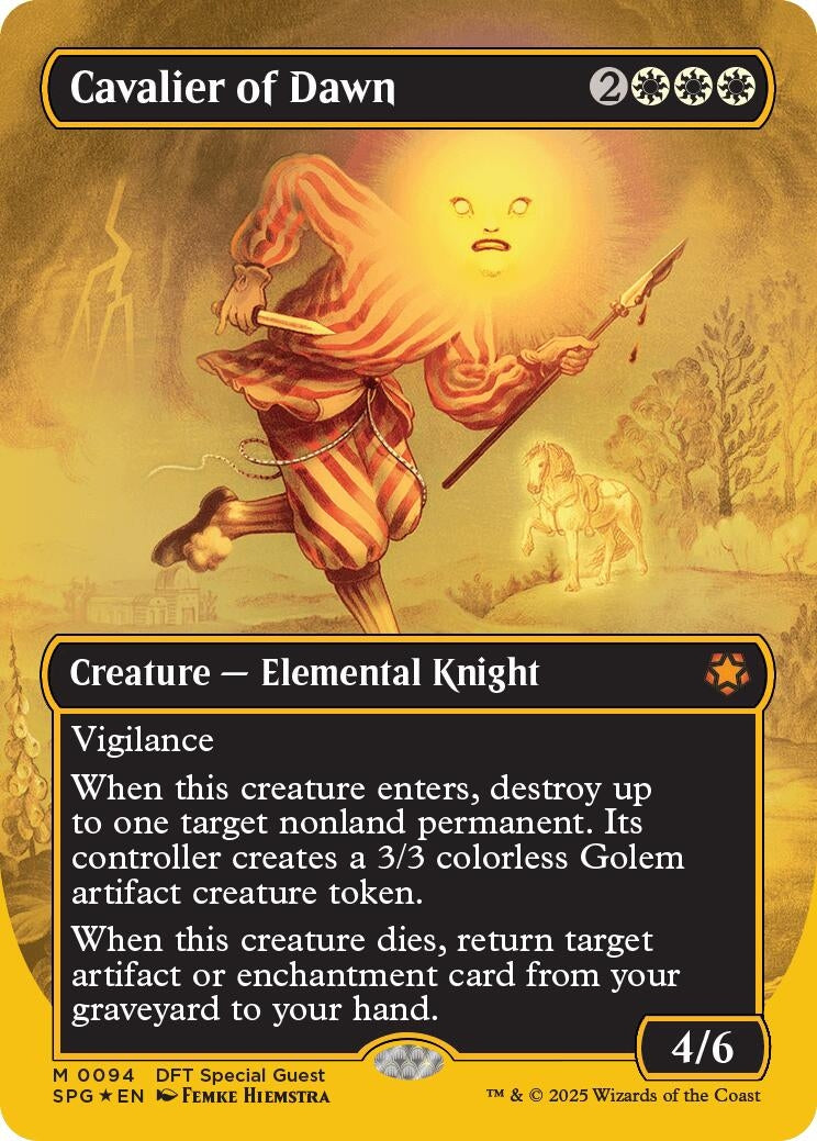 Image for Cavalier of Dawn (Borderless) (First-Place Foil) (94) (SPG) - Magic: The Gathering