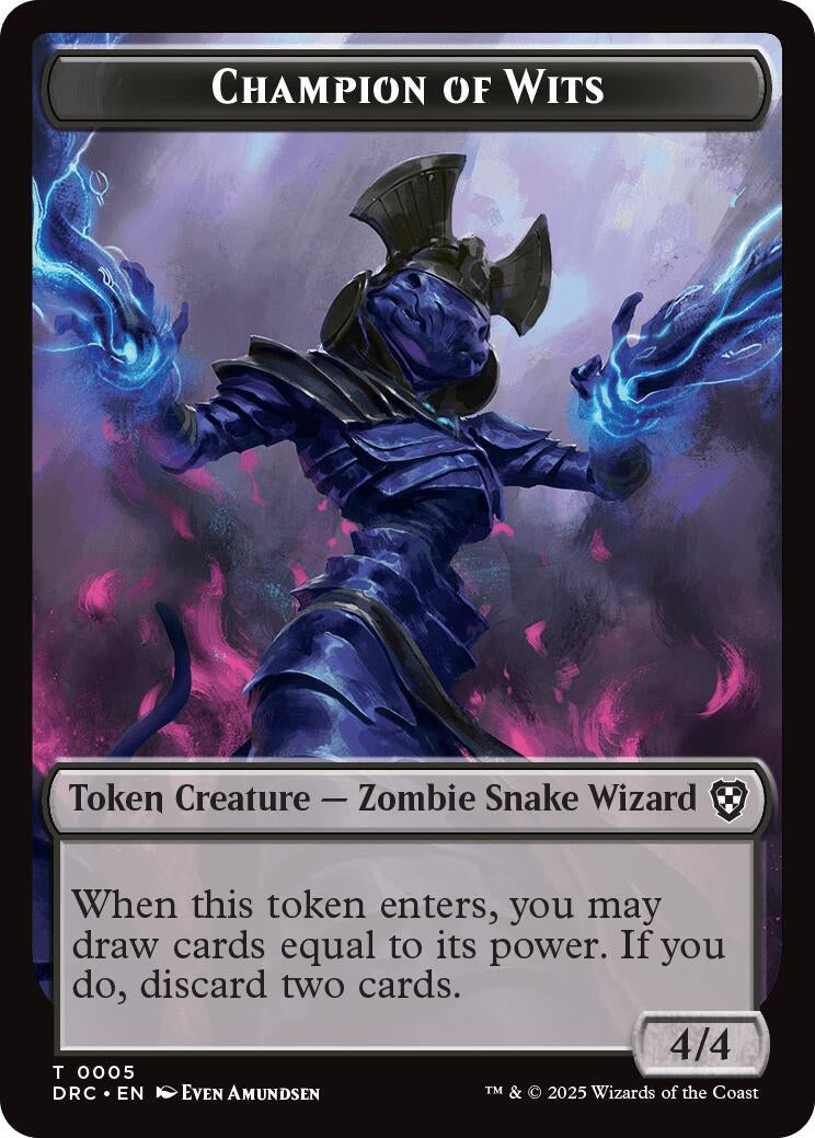 Image for Champion of Wits // Zombie (0003) Double-Sided Token (5 // 3) (DRC) - Magic: The Gathering