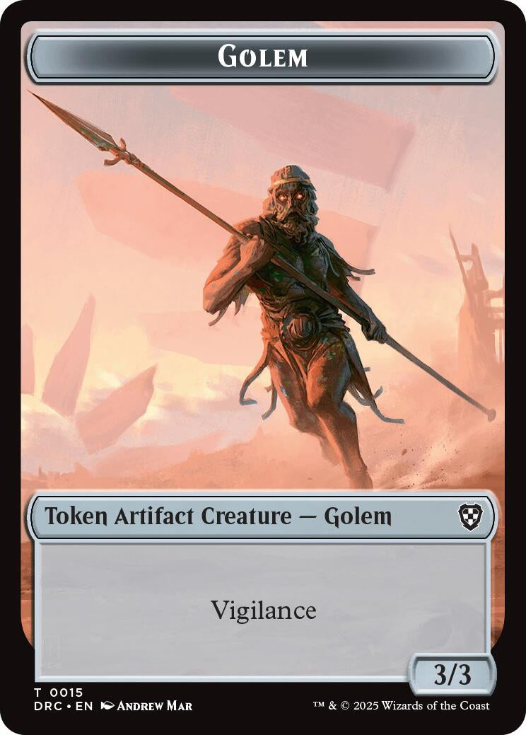 Image for Golem (0015) // Thopter (0009) Double-Sided Token (15 // 9) (DRC) - Magic: The Gathering