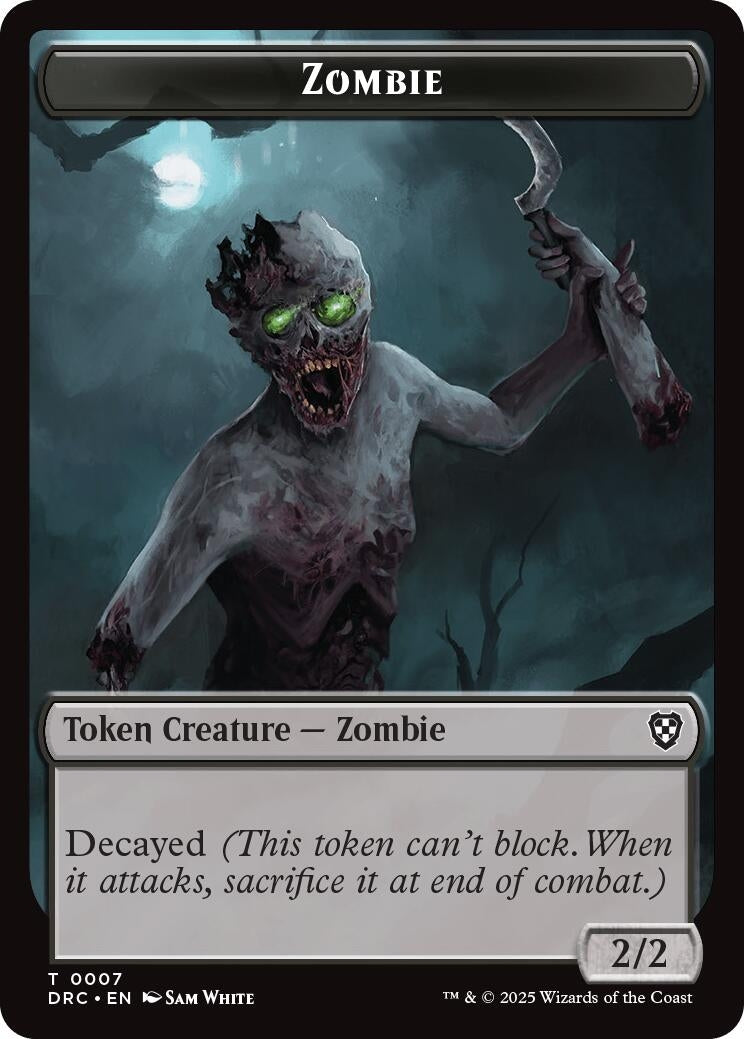 Image for Zombie (0007) // Zombie (0003) Double-Sided Token (7 // 3) (DRC) - Magic: The Gathering