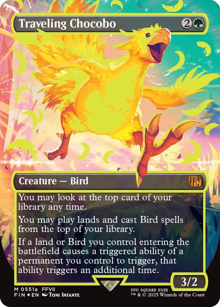 Image for Traveling Chocobo (Borderless) (Neon Ink Yellow) (551a) (FIN) - Magic: The Gathering