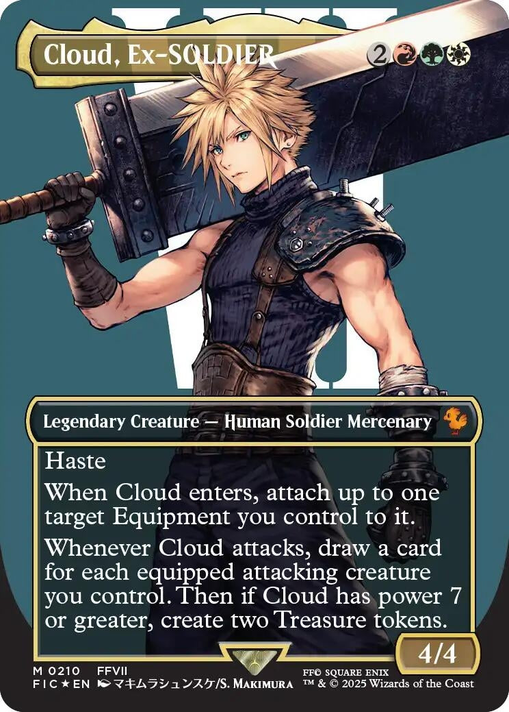 Image for Cloud, Ex-SOLDIER (Borderless) (Surge Foil) (210) (FIC) - Magic: The Gathering