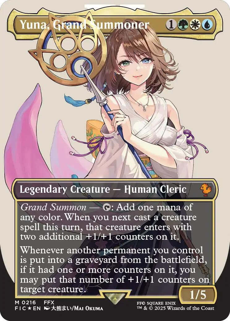 Image for Yuna, Grand Summoner (Borderless) (Surge Foil) (216) (FIC) - Magic: The Gathering