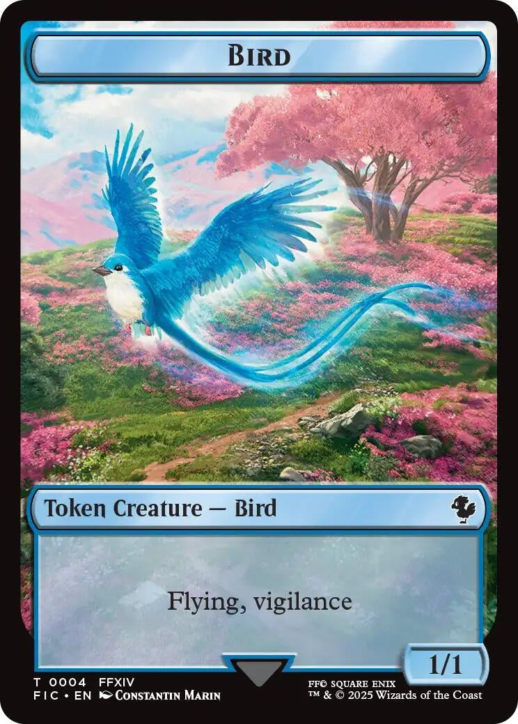 Image for Bird // Hero (0028) Double-Sided Token (Surge Foil) (4 // 28) (FIC) - Magic: The Gathering
