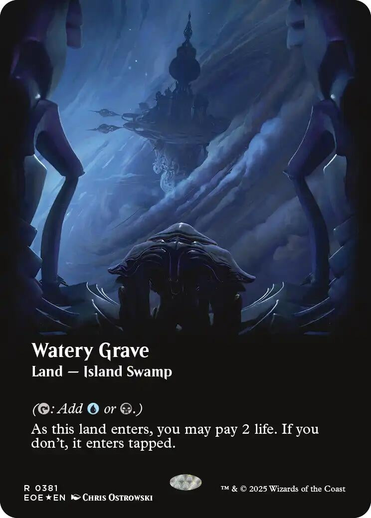 Image for Watery Grave (Borderless) (Galaxy Foil) (381) (EOE) - Magic: The Gathering