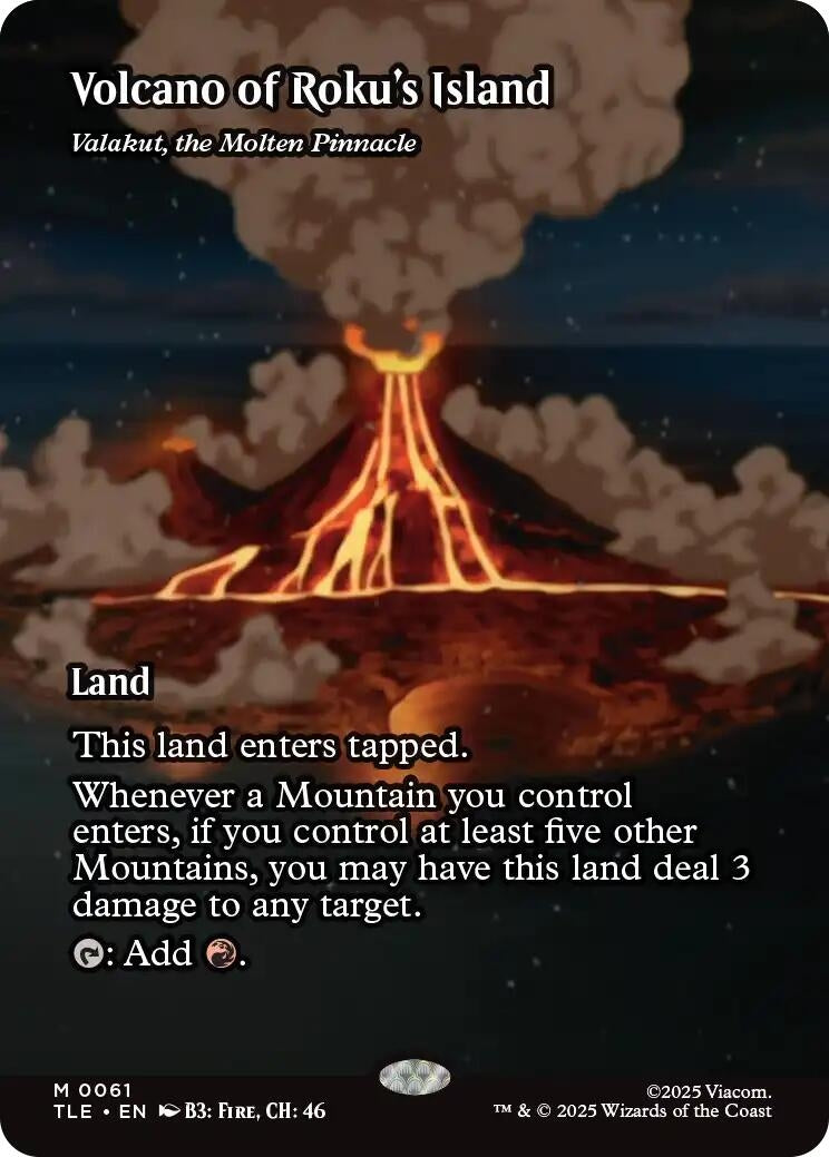 Image for Volcano of Roku's Island - Valakut, the Molten Pinnacle (Borderless) (61) (TLE) - Magic: The Gathering