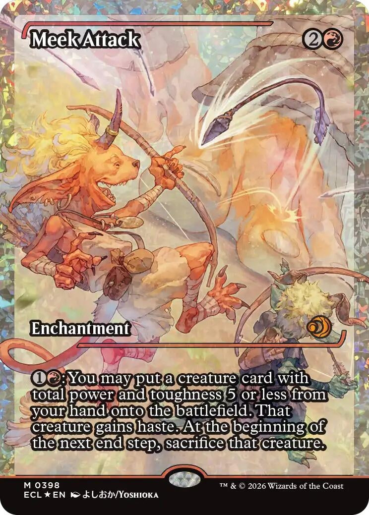 Image for Meek Attack (0398) (Showcase) (Fracture Foil) (398) (ECL) - Magic: The Gathering