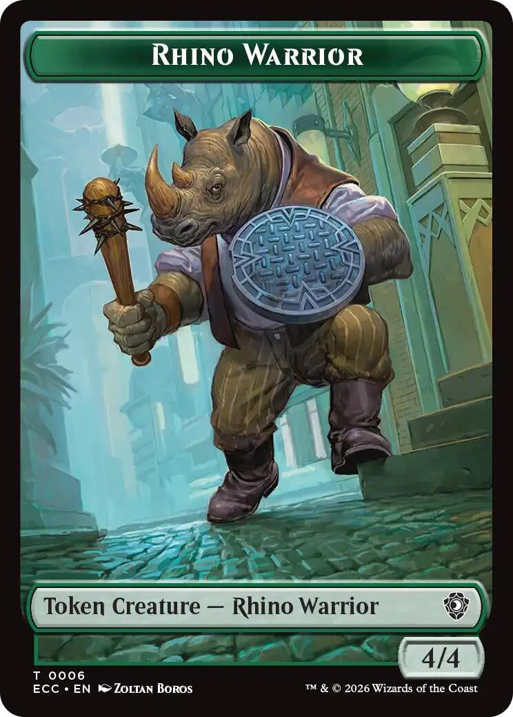 Image for Rhino Warrior // Elemental (0009) Double-Sided Token (6 // 9) (ECC) - Magic: The Gathering
