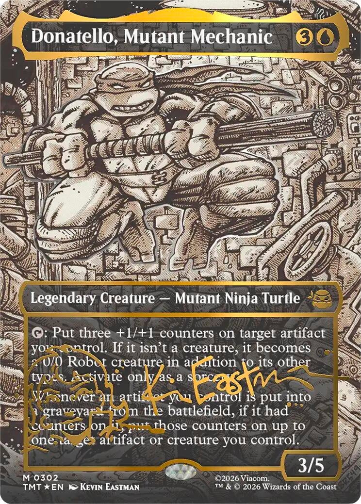 Image for Donatello, Mutant Mechanic (Borderless) (Gold-Stamped Signature) (302) (TMT) - Magic: The Gathering