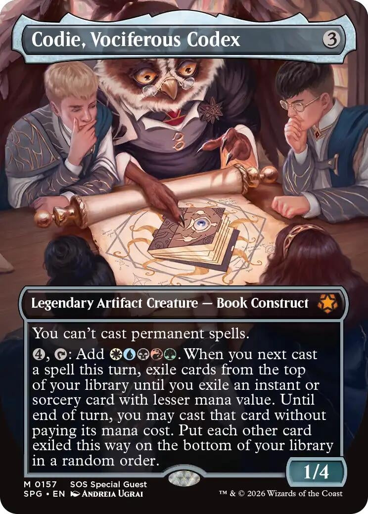 Image for Codie, Vociferous Codex (Borderless) (157) (SPG) - Magic: The Gathering