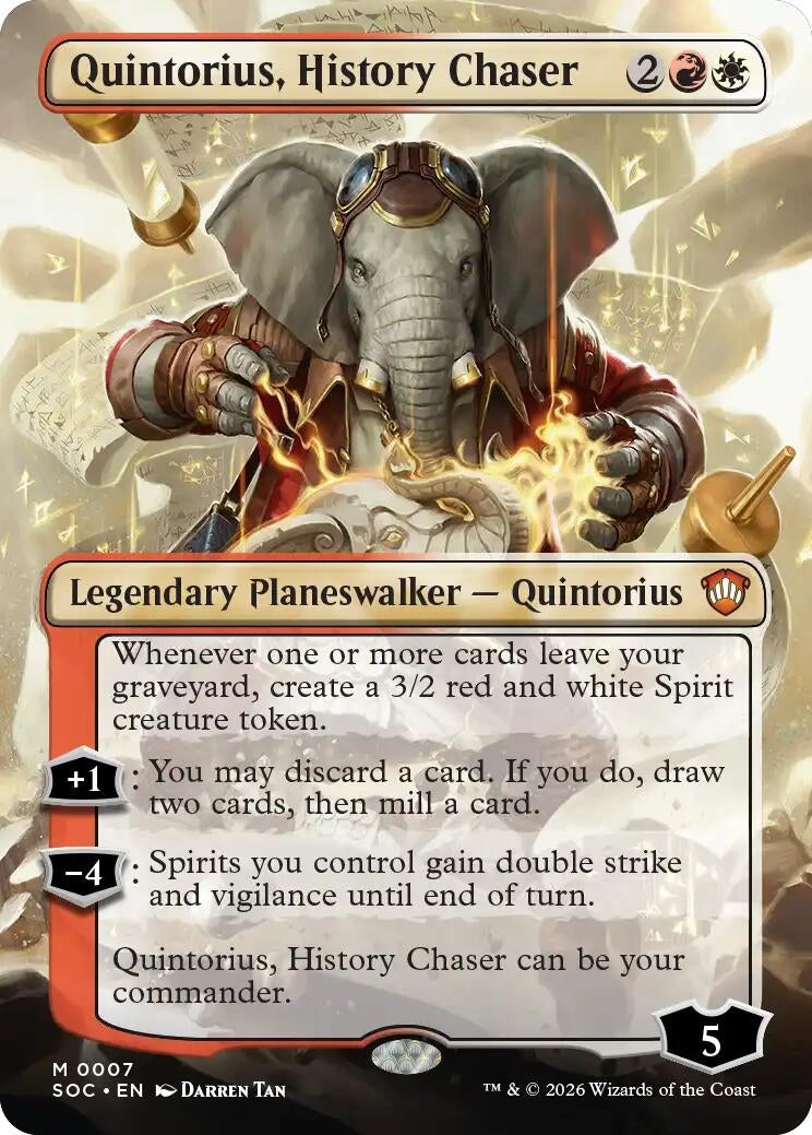 Image for Quintorius, History Chaser (Borderless) (7) (SOC) - Magic: The Gathering