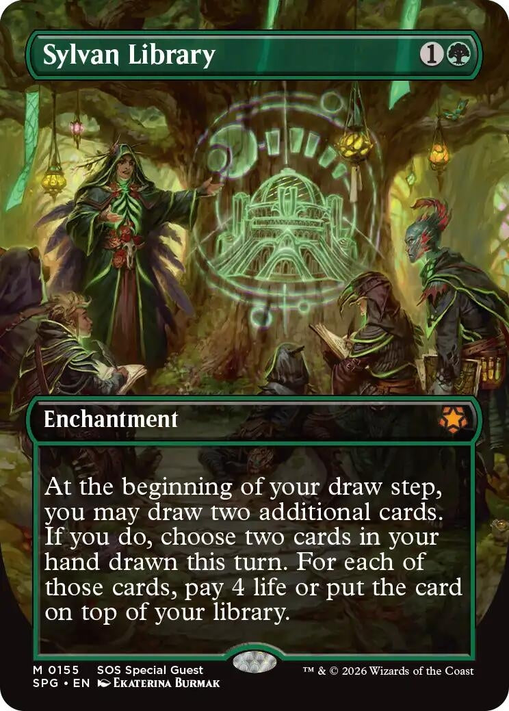 Image for Sylvan Library (Borderless) (155) (SPG) - Magic: The Gathering