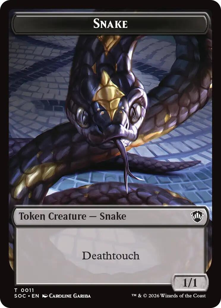 Image for Snake // Zombie Double-Sided Token (11 // 12) (SOC) - Magic: The Gathering