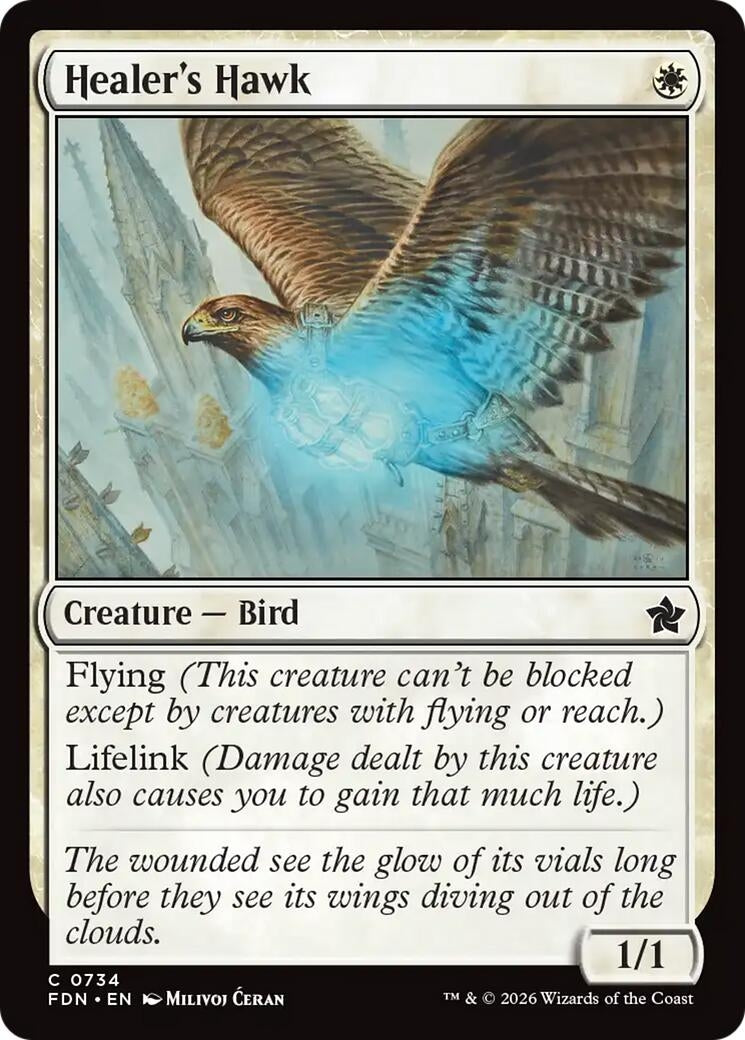 Image for Healer's Hawk (0734) (734) (FDN) - Magic: The Gathering