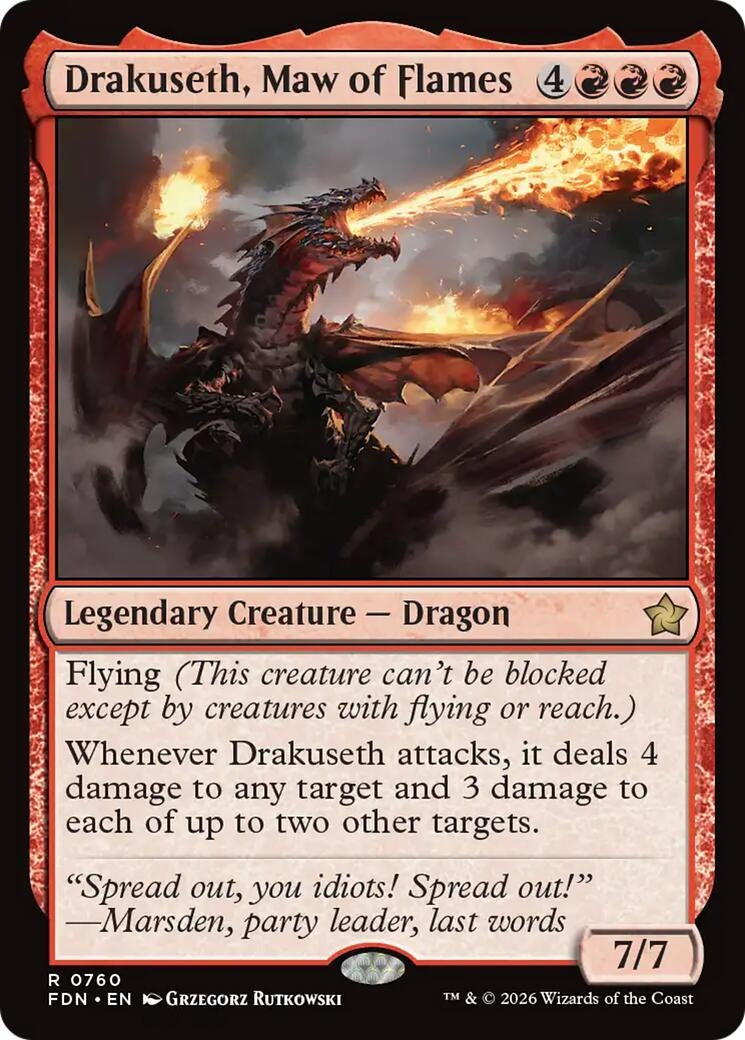 Image for Drakuseth, Maw of Flames (0760) (760) (FDN) - Magic: The Gathering