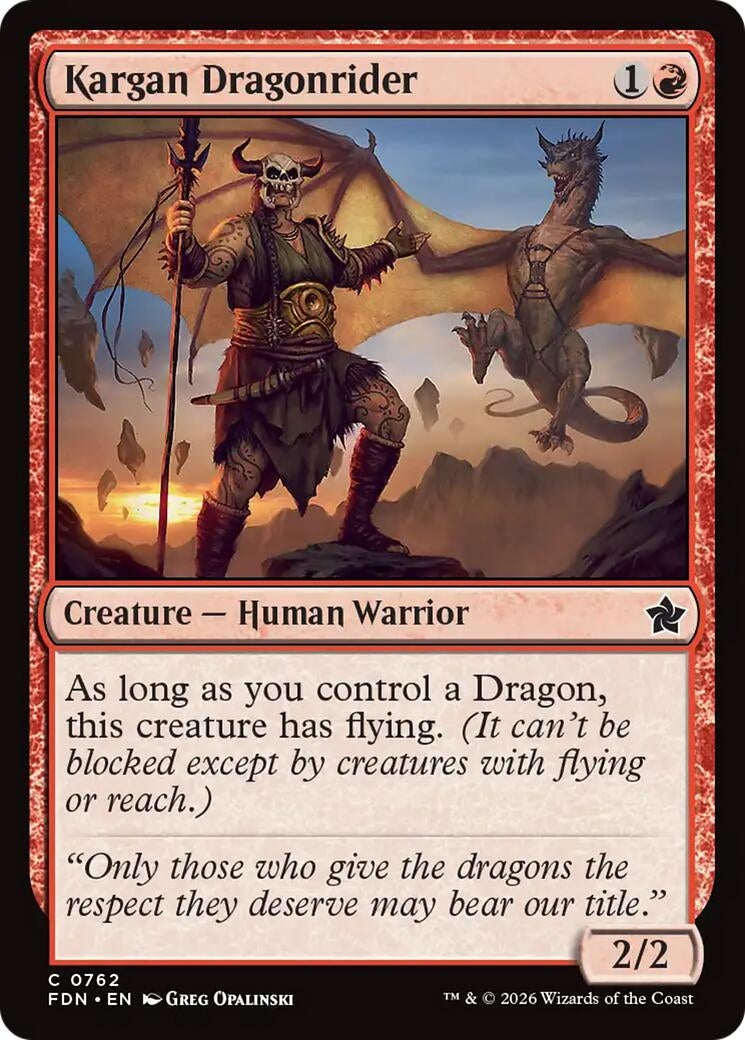 Image for Kargan Dragonrider (0762) (762) (FDN) - Magic: The Gathering