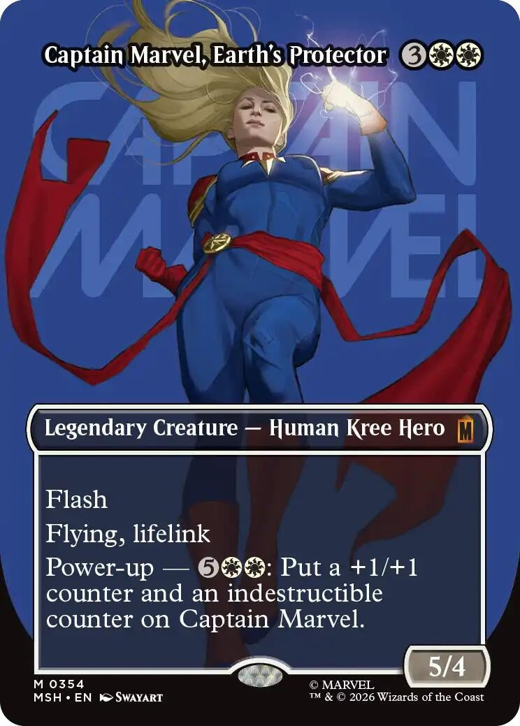 Image for Captain Marvel, Earth's Protector (Borderless) (0354) (354) (MSH) - Magic: The Gathering
