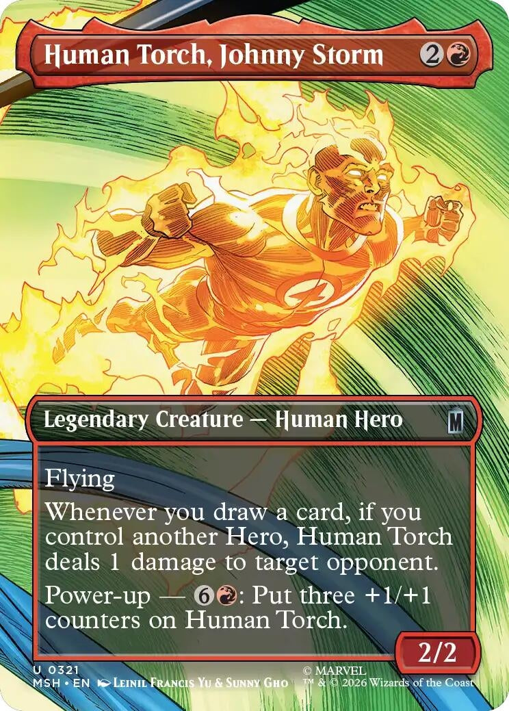 Image for Human Torch, Johnny Storm (Borderless) (321) (MSH) - Magic: The Gathering