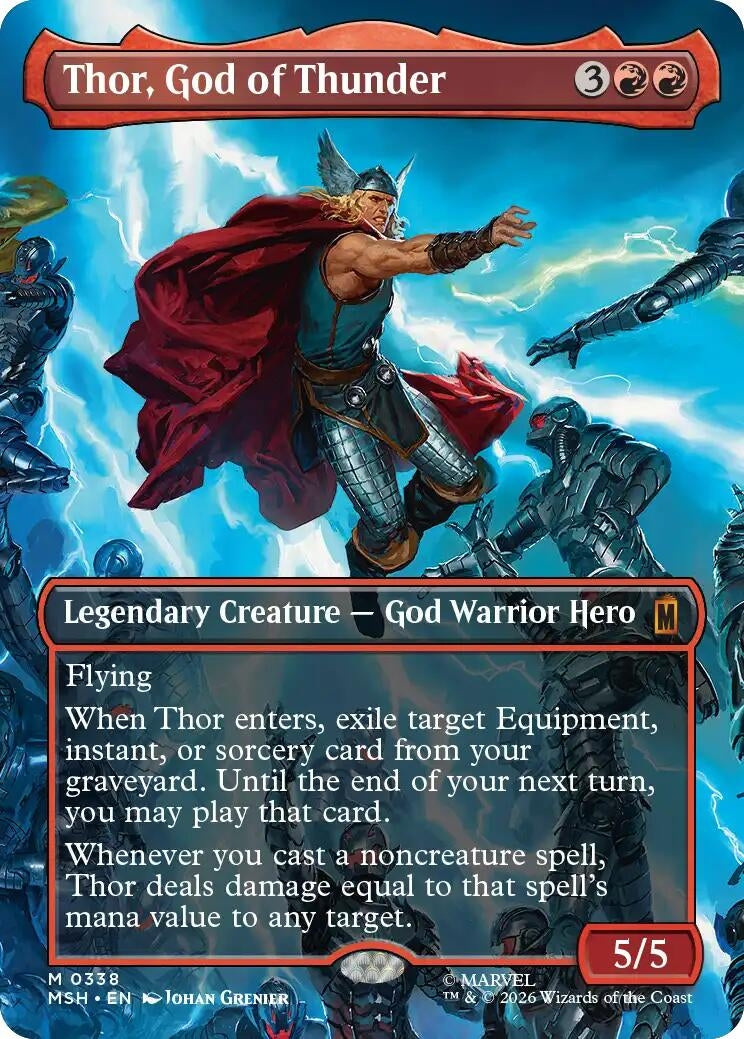 Image for Thor, God of Thunder (Borderless) (0338) (338) (MSH) - Magic: The Gathering