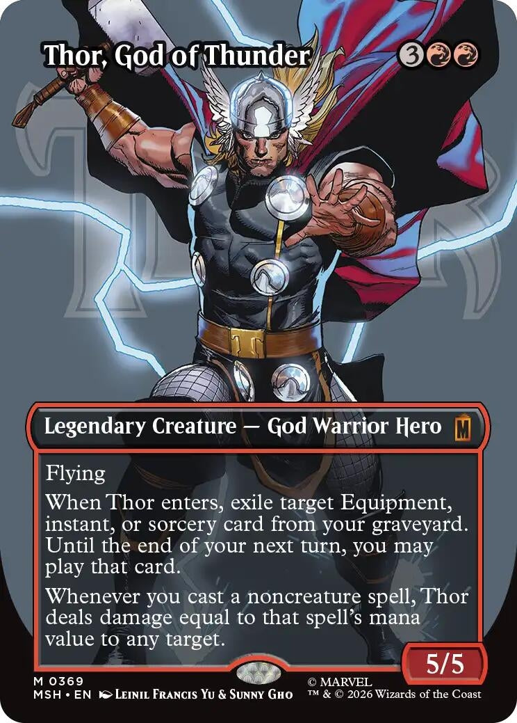 Image for Thor, God of Thunder (Borderless) (0369) (369) (MSH) - Magic: The Gathering
