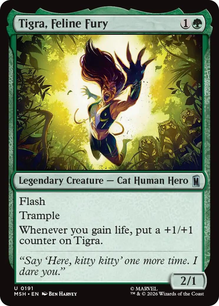 Image for Tigra, Feline Fury (191) (MSH) - Magic: The Gathering