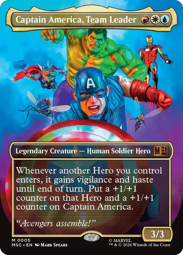 Image for Captain America, Team Leader (Borderless) (5) (MSC) - Magic: The Gathering