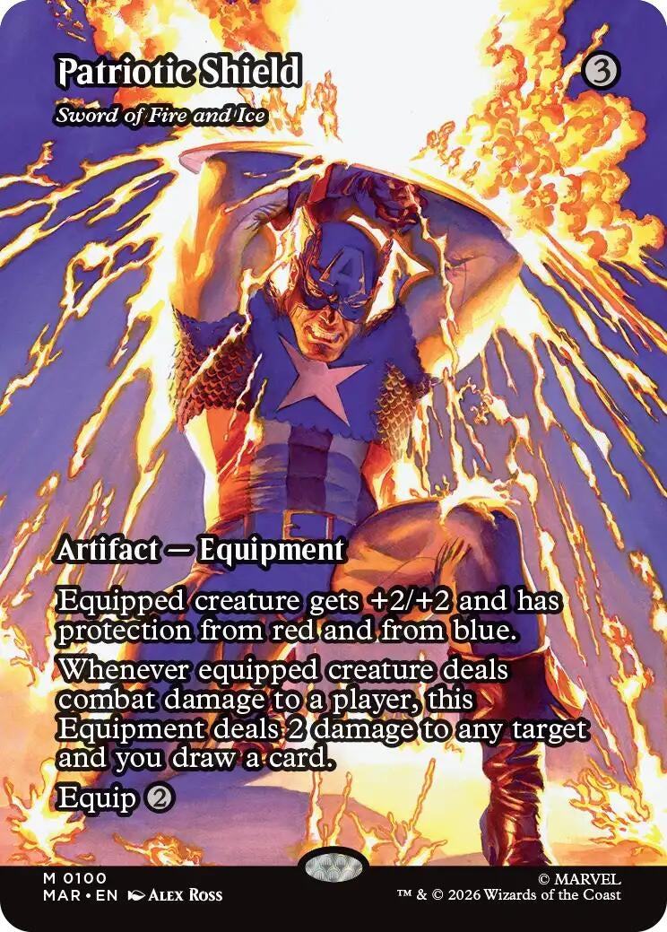 Image for Patriotic Shield - Sword of Fire and Ice (Borderless) (100) (MAR) - Magic: The Gathering