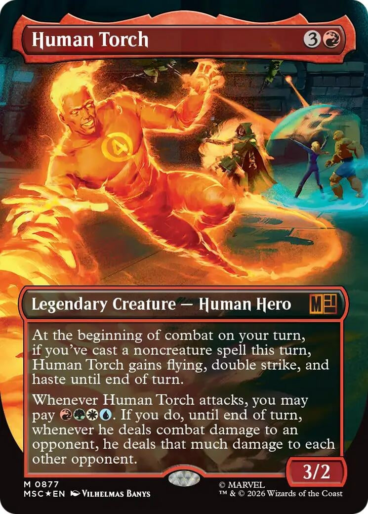 Image for Human Torch (Borderless) (Surge Foil) (877) (MSC) - Magic: The Gathering